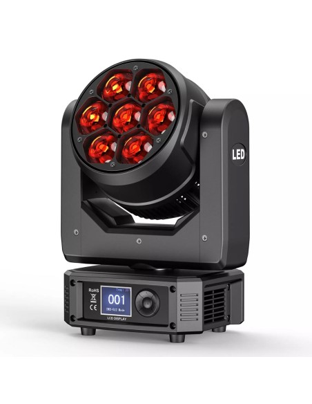 7x50W Mini LED Zoom Wash Beam Moving Head Light – RGBW DMX512 DJ Stage Lighting